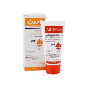 کرم ضد آفتاب رنگی SPF46 فاقد جاذب های شیمیایی پوست های معمولی و حساس آردن ۵۰ میلی لیتر